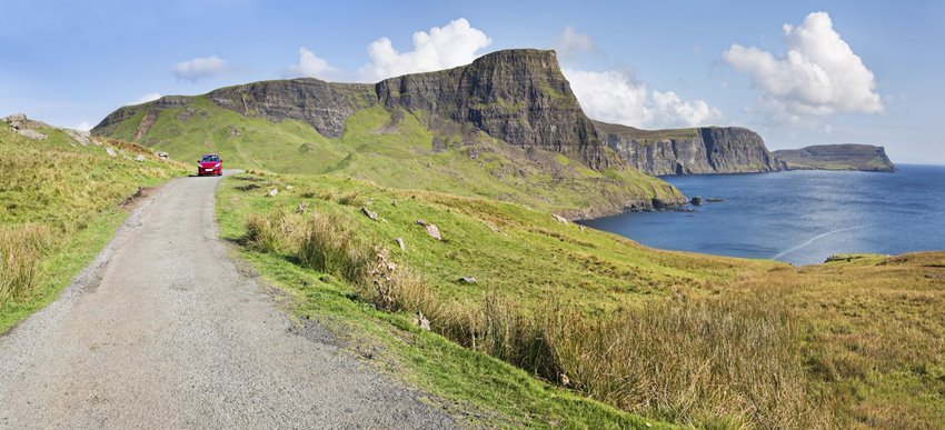 Car on cliff road