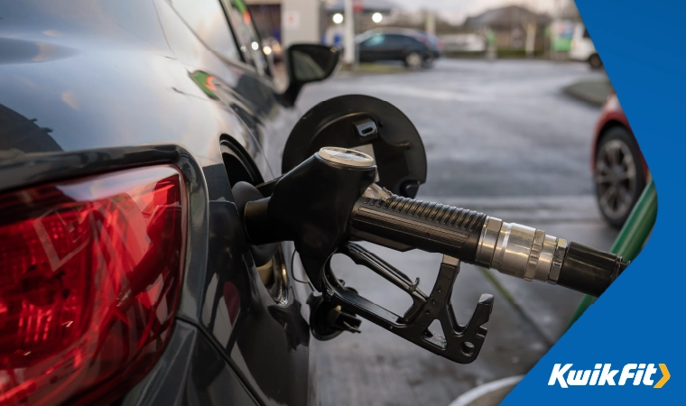 Diesel pump inside a vehicle.